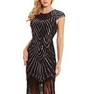 1920's Long Fringed Sequined Flapper Dress